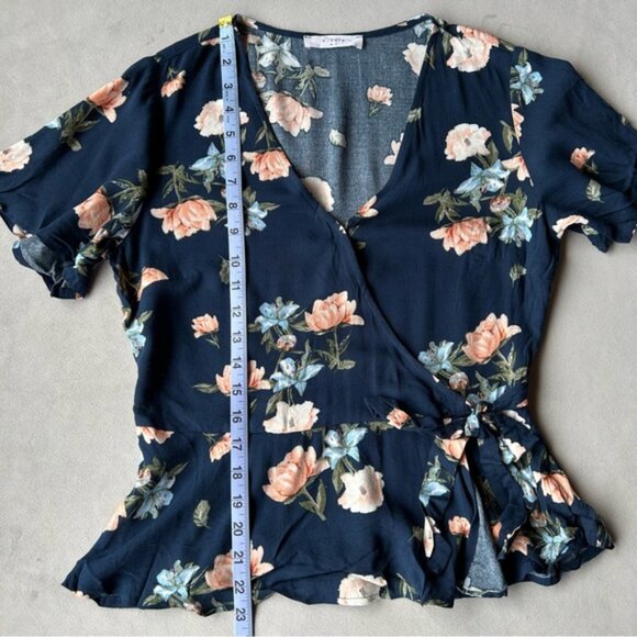 Elodie ~ Floral Peplum Top with Side Tie ~ Womens Size Small - Picture 9 of 10